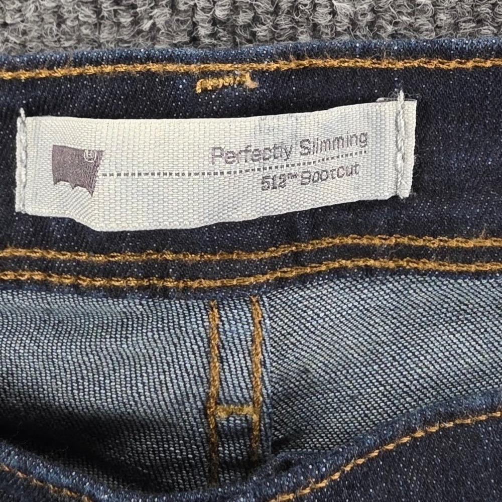 Levis 512 Perfectly Slimming Bootcut Jeans Dark Wash Indigo Womens 14M -W32 L32 - Picture 6 of 14